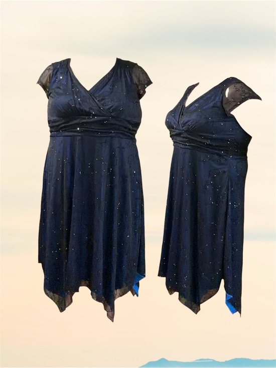 Studio 1940 Dresses & Skirts - Studio 1940 Women’s 18 Navy Sparkle Asymmetrical Hem Dress